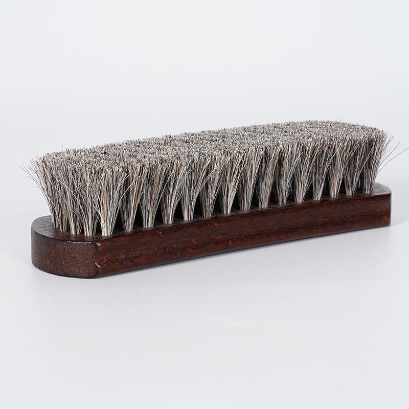 Beech Wood Horsehair Shoe Brush for Leather Care - Soft Bristles