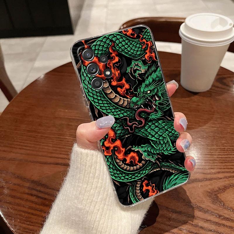 Oni Mask Art Dragon Clear Soft Phone Case For Samsung Galaxy A56 A57 A37 A55 A54 A36 A35 A26 A25 A16 A17 A07 A52 A34 A21s Cover