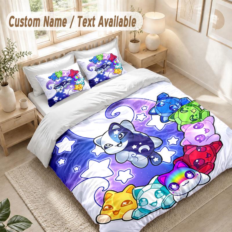 Aphmau Bedding Set, 1 Duvet Cover & 2 Pillowcases Soft Comfortable Bedroom Home Textile Decor