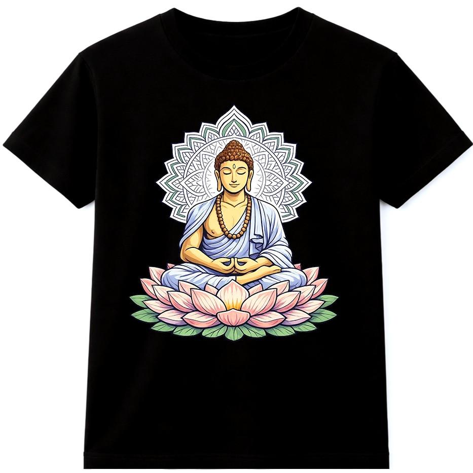 Buddha T Shirt Lotus Mandala Yoga Meditation Spiritual Graphic Tee S
