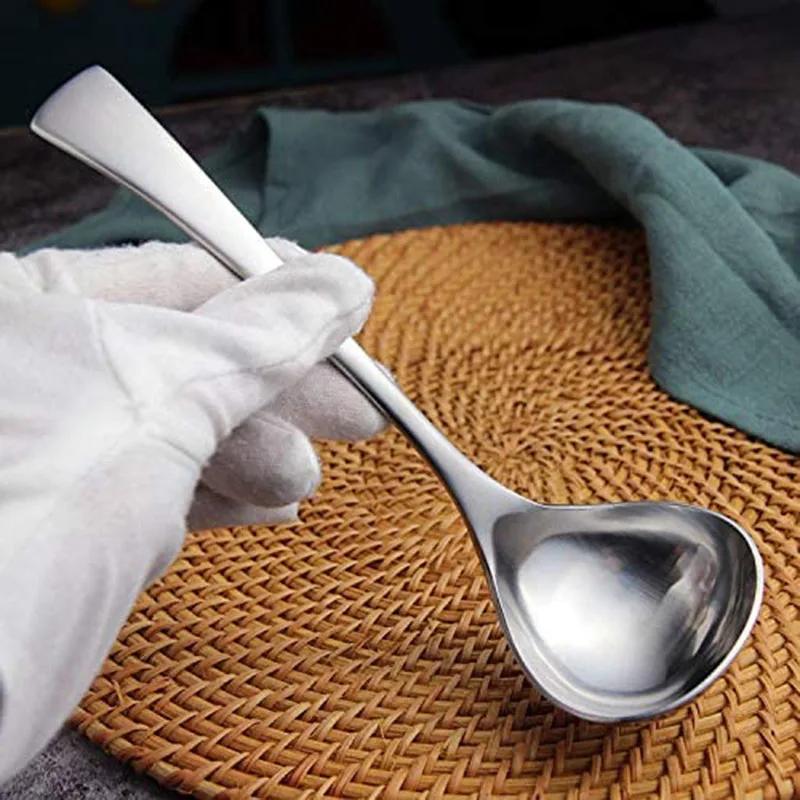304 Stainless Steel Kitchen Cooking Sauce Drizzle Spoon with Spout, Long Handle Serving Soup Spoon