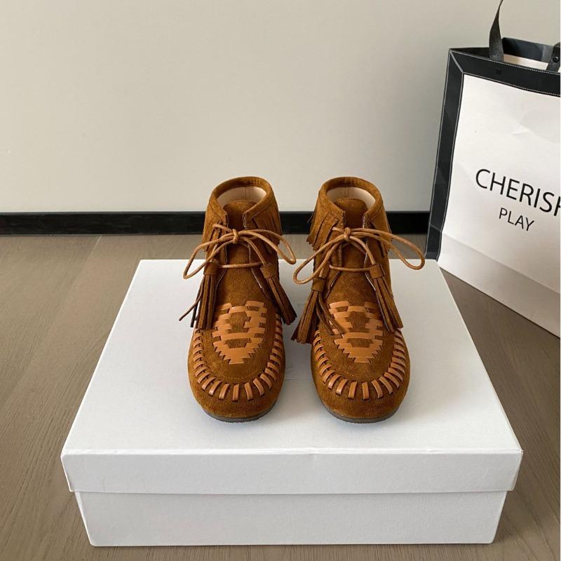 Hot-selling Cowhide Anti-velvet Leather Boat Shoes Women's Flat-bottomed Su-sui Bow Tassel Non-slip Soft-soled Single Shoes