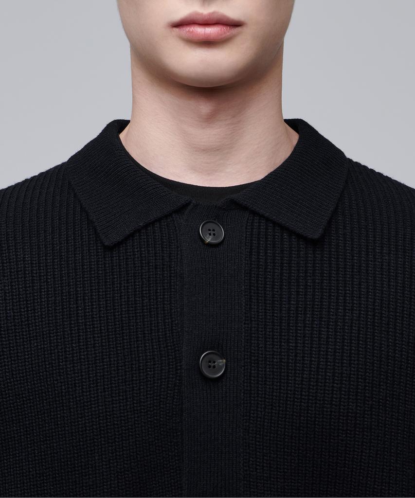 Musinsa Standard Oversized Ribbed Collared Cardigan [Black]