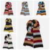 Preppy Style Stripe Scarf Plush Knitted Shawl Simple Plaid Wool Scarf  Girl