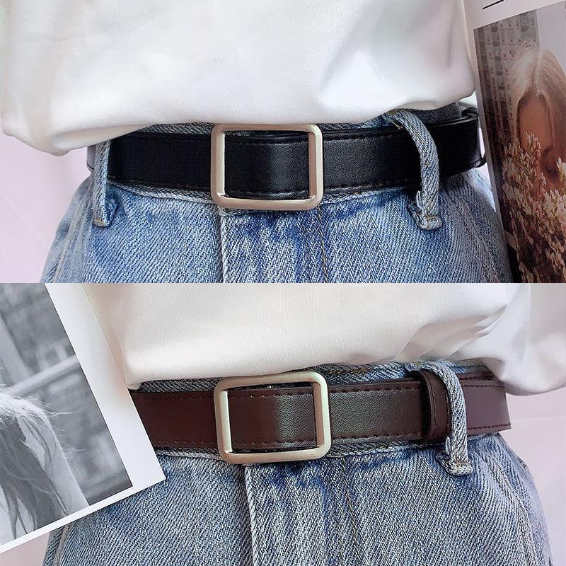 Stylish Womens No-hole Decorative Jeans Belt In Black Versatile Fashion Accessory