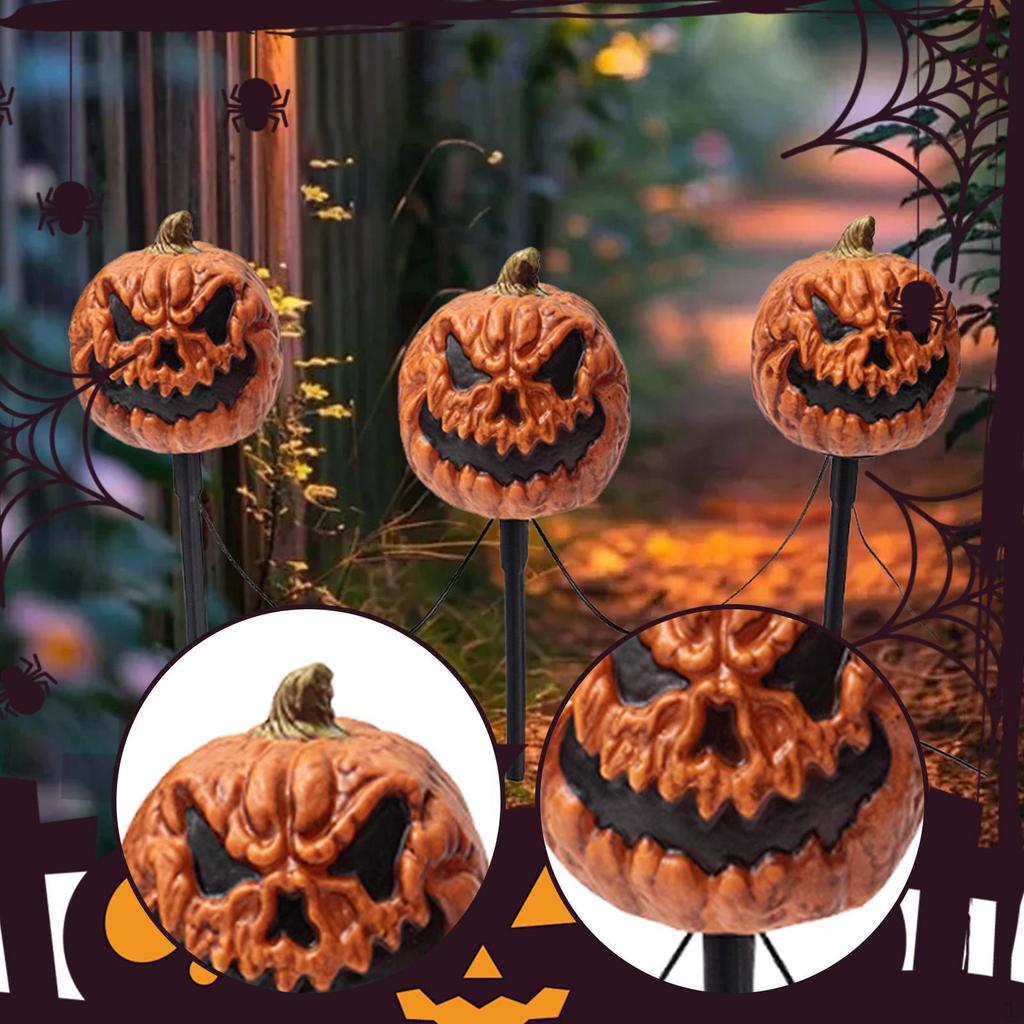 Pumpkin Stake Lights Lamp Scene Layout Props Scary Halloween Decoration Pathway for Outside