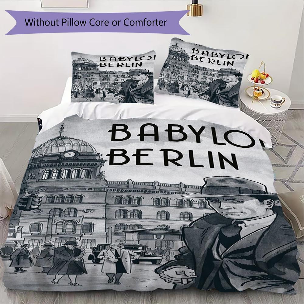 Babylon Berlin Pattern Bedding,Quilt Set Quilt Cover Pillowcase Home Birthday Gift(1 * Duvet Cover + 2 * Pillowcase, Without Core)_lx
