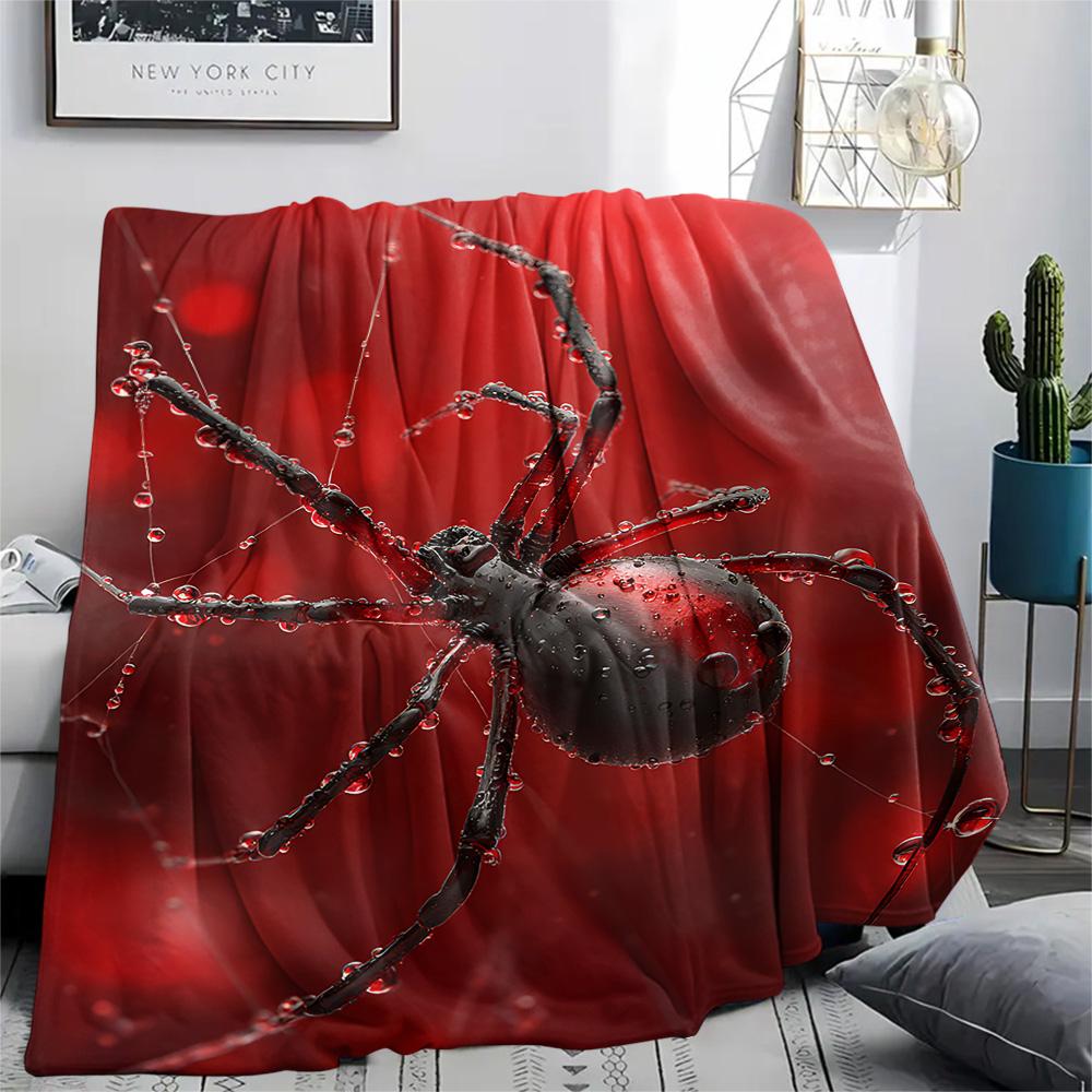 Spider Print Flannel Blanket, High quality Comfortable for All Seasons, Home Decor, Warmth and Comfort, Perfect for Christmas Gifts
