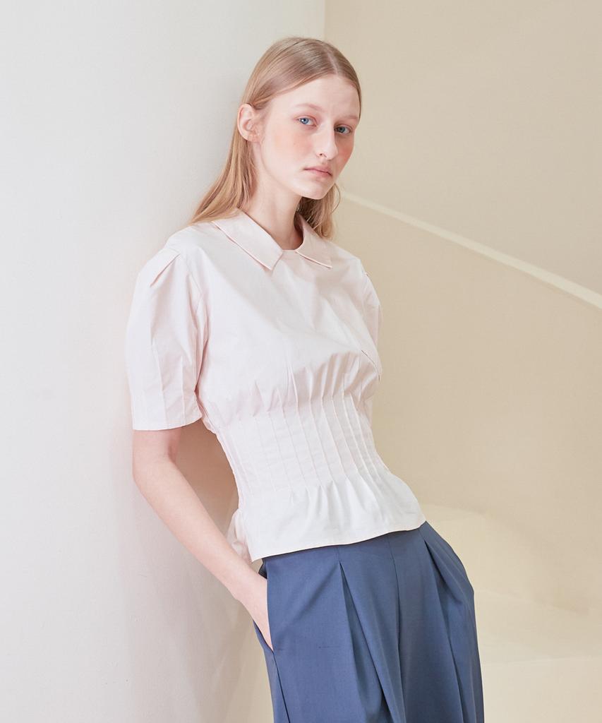 Baitalssain [Line] Pintuck Pocket Blouse (Light Pink)