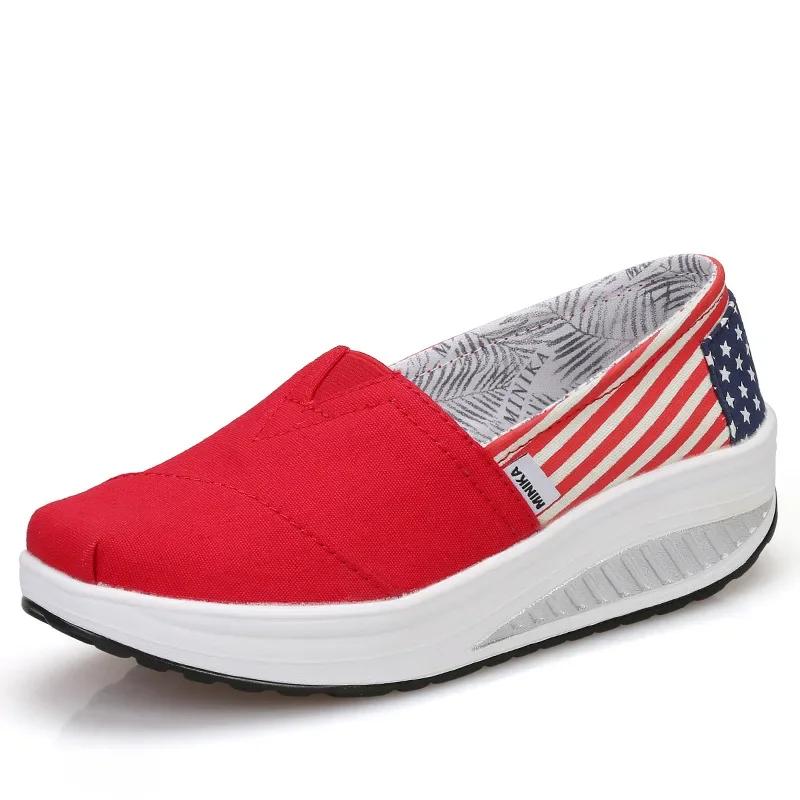 Women's Wedge Loafers Platform Rocking Shoes Light Weight Zapatillas Sports Shoes for Woman Breathable Slimming Swing Shoes