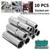 1/2 Inches Chrome Vanadium Deep Sockets Set 8-24mm Drive Impact Socket Set Wrench Adapter Drive Socket Converter Reducer 10Pcs