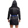 Mens Satin Hooded Cloak Shiny Trim Open Front Belt Boxing Robe