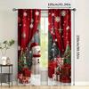 2pcs - Christmas curtains   holiday Christmas snowflake polyester printed curtains   home decoration   room decoration