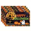 4pcs Linen Placemats, Halloween Theme Decorative Placemats, Suitable for Kitchen Dining Table Decoration, Home Dinner Party Gathering Table Decor,