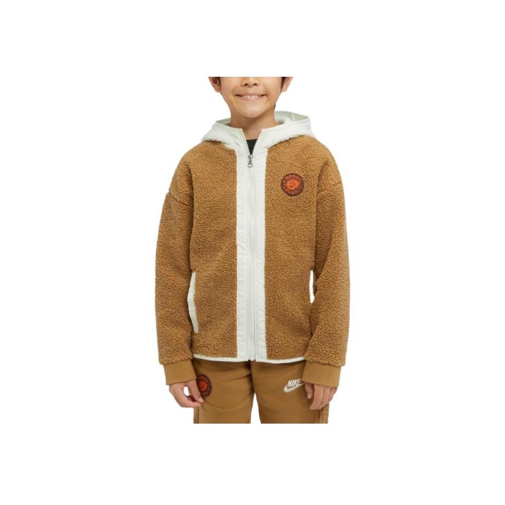 Nike Color Block Hooded Zipper Casual Jacket Kids jackets Tender-Gold FV3979-288