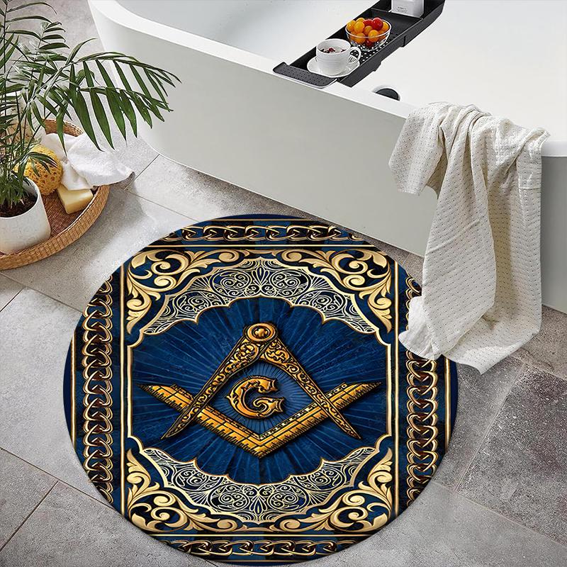 1pc Recognized Freemasonry Round carpet Painted Printed circular carpet, home door mat, outdoor travel protection carpet