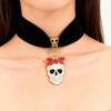 Gothic Winged Skull Heart Pendant Velvet Choker Necklace