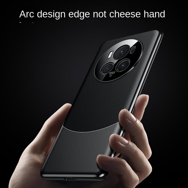 For Honor Magic 6 6 Pro Leather Lens Integrated Platinum Color-Block Anti-Scratch and Anti-Fingerprint Phone Case