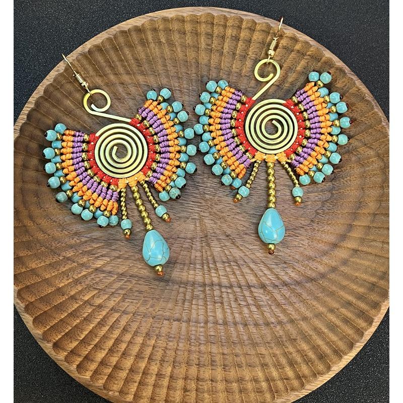 Bohemian Earrings Hand-woven Retro Vacation Versatile Temperament Earrings Women's Long Earrings