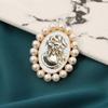 Victorian Style Alloy Cameo Brooch With Crystal Rhinestones Pearls Women Fashion Jewelry Decorative Lapel Accessory