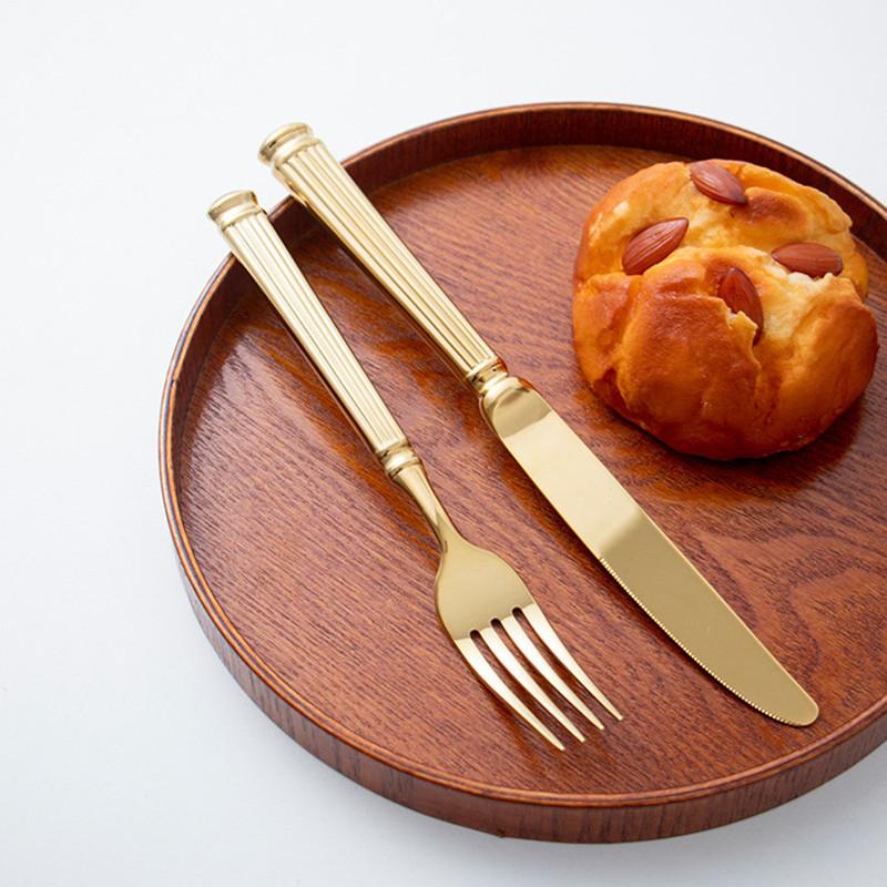 16 Pcs Gold Sliver Tableware Set Roman European Style Stainless Steel Cutlery Elegant Dinnerware Vintage Knife Spoon Fork Set