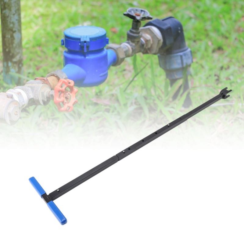 Water Meter Wrench Foldable T Handle Steel Multifunctional Water Shut Off Tool For Repairing Blue