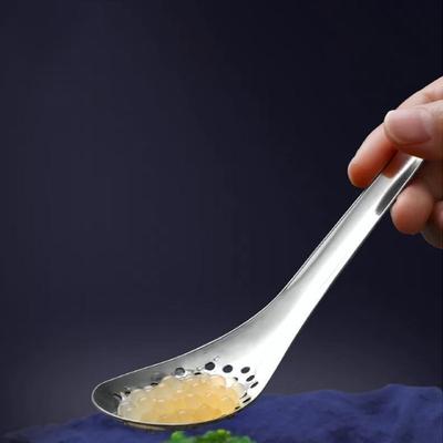 Stainless Steel Kitchen Spoon With Holes Cuisine Caviar Builder Roe Sauce Strainer Spoon Durable Kitchen Cooking Gadgets