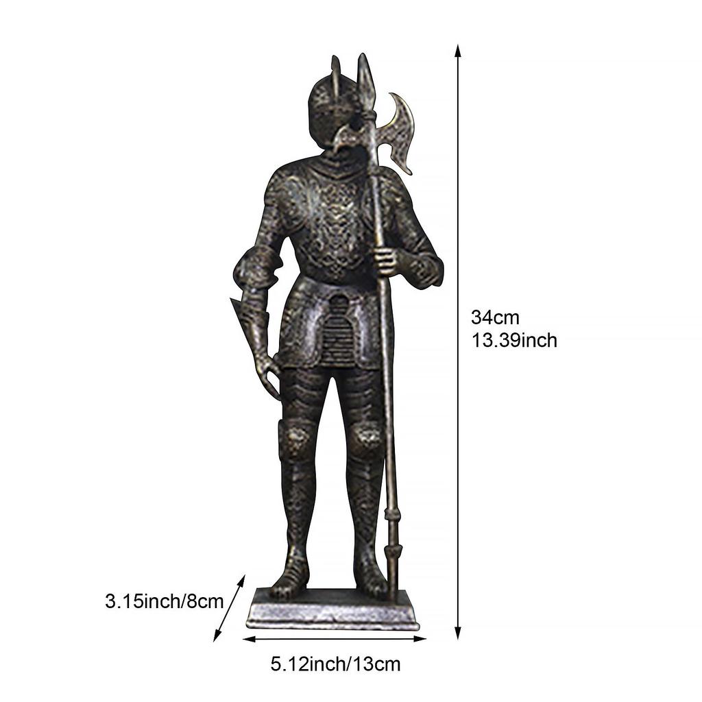 Knight Statue Creative Vintage Art Crafts Decorative Figurine Tabletop Ornament for Desk Shelf Living Room Entrance Home Decor
