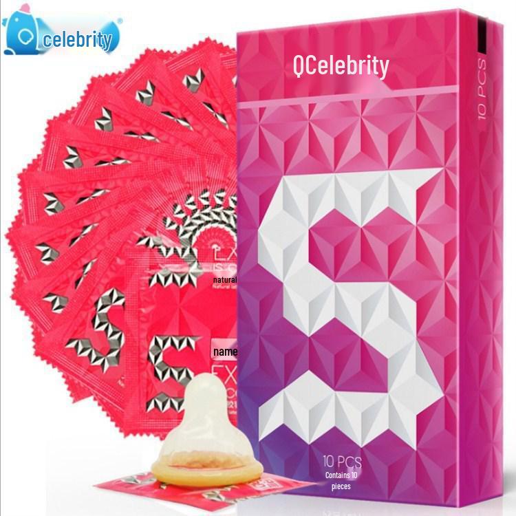 Celebrity Ultra-Thin Condoms: Dynamic Particle Design, Threaded, Stylish, Smooth, 0.02mm, Lubricated for Enhanced Sensation.