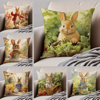 Klassische Niedliche Britische PPeter Hase Kissenbezug Überwurf-Kissenbezug Verdeckter Knopf Langlebiges Polyester Stuhlkissen