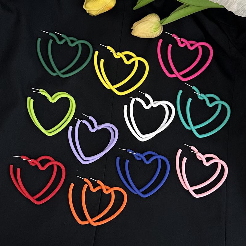 Fashion Geometric Personality Neon Acrylic Big Star Hoop Earring For Women Hollow Heart Earring Jewelry