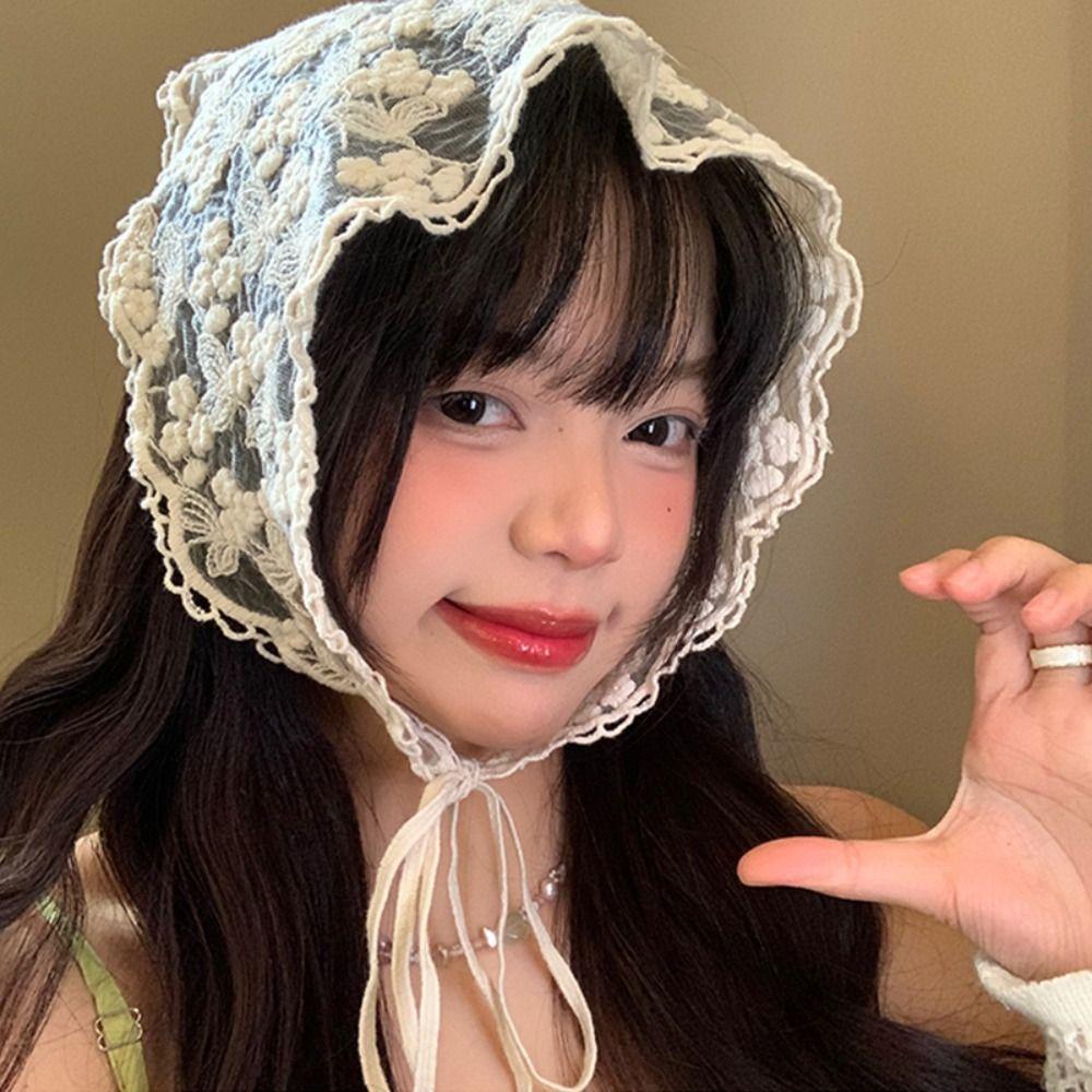 Turban Triangle Bandana Wraps Triangle Scarf Sweet Lace Hair Scarf  Girls