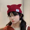 Solid Color Cat Ears Landlord Hat Adjustable Docker Cap Casual Melon Skin Hat  Spring Summer