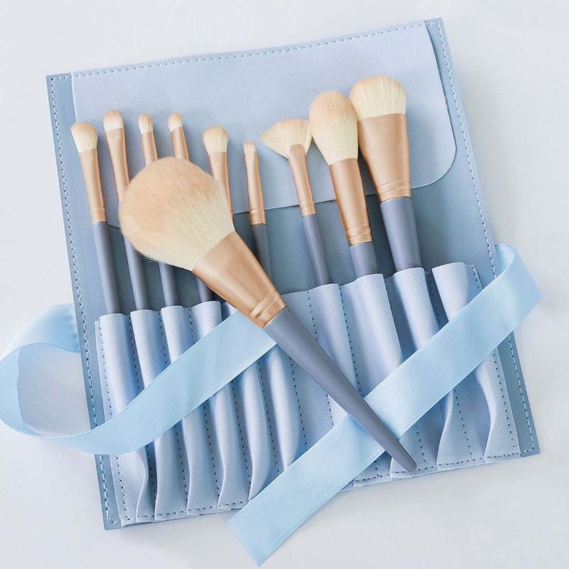 Blue Bridge Makeup Brushes Set 10Pcs Soft Essential Foundation Blush Powder Brush Kit for Beauty Facial Makeup Daily Routine