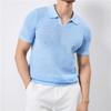 Summer Clothing Men Luxury Knitted Skinny Polo Shirt Men Korean Breathable V Neck Polo Shirts Short Sleeve Knitwear Tops Tees
