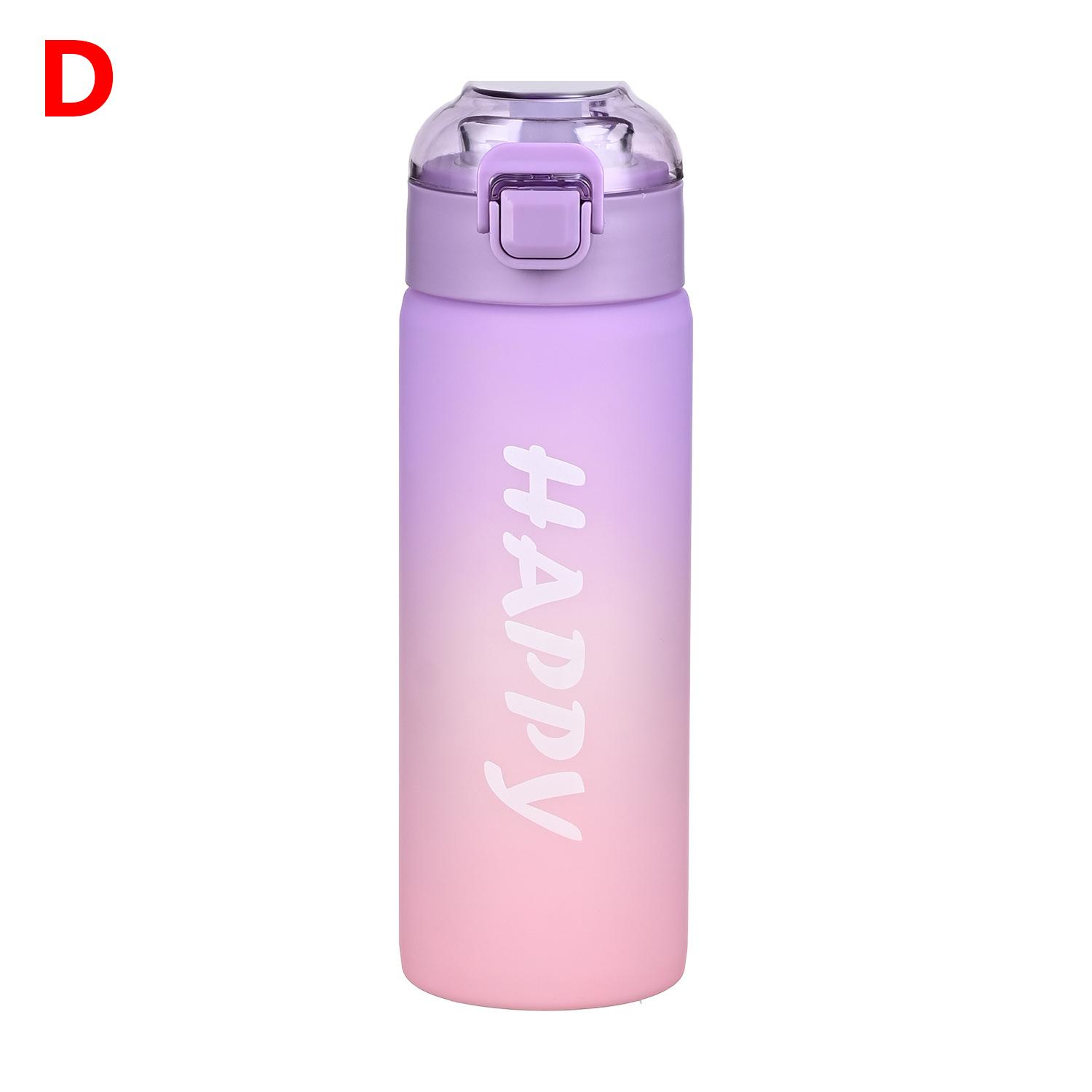 1PC 650ml Gradient Sport Water Bottle, BPA-Free Leakproof Portable Fitness Jug with Straw for Gym Outdoor Beach Travel 0.65L