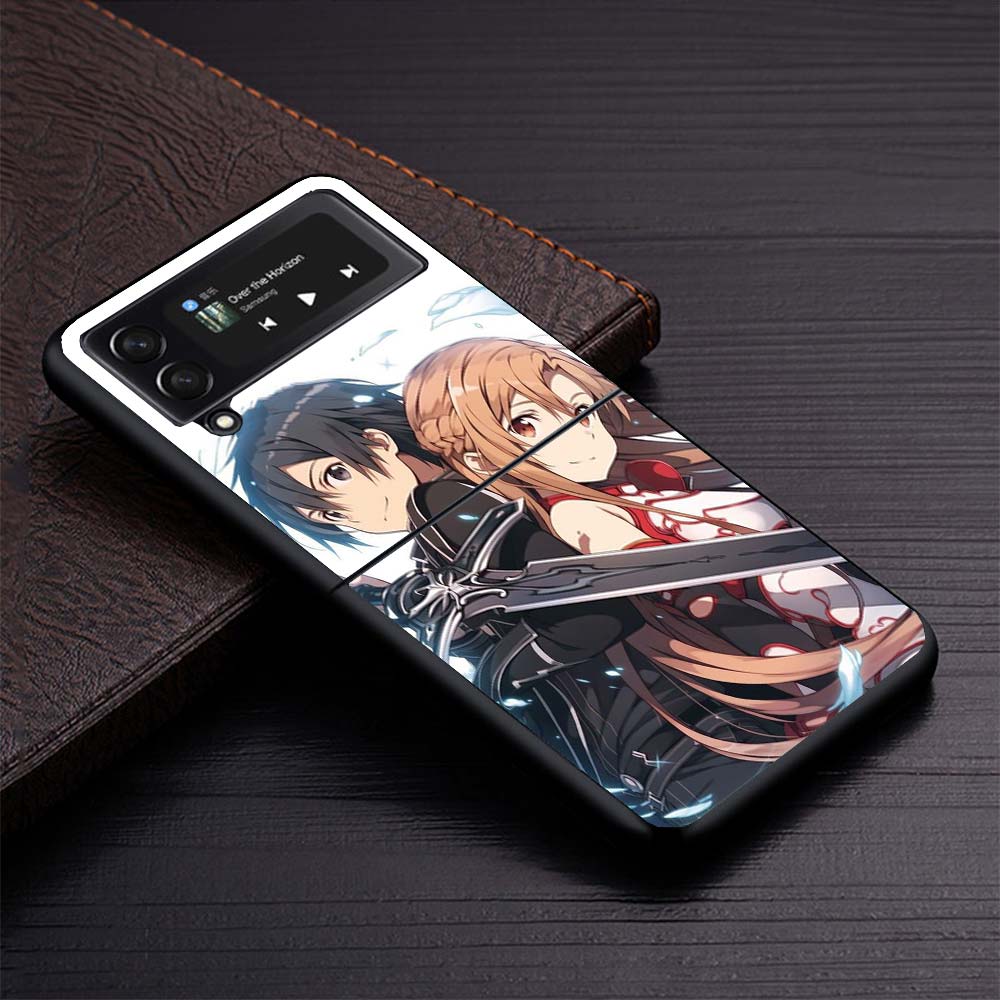 Anime Sword Art Online SAO Phone Case for Samsung Galaxy Z Flip7 Flip6 5G Flip4 Flip5 Flip3 Black Hard Cover Z Flip 7 6 5 4 3 Co