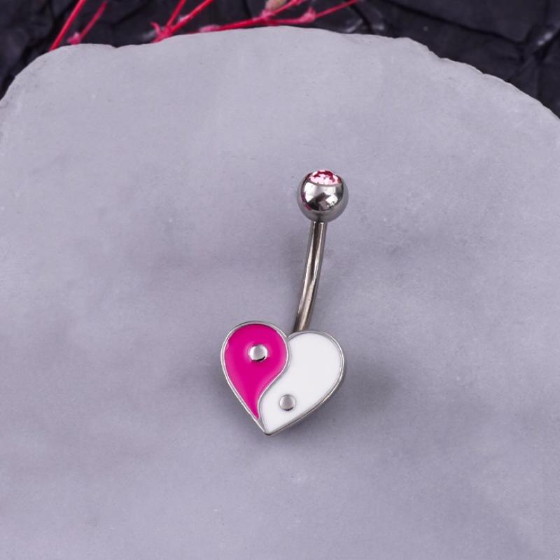 

Кольцо для пирсинга пупка Паук из нержавеющей стали с подвеской в виде сердца с цирконом для женщин, украшение для пирсинга тела