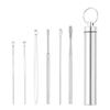 6Pcs/set ear cleaner Ear Wax Pickers Stainless Steel Earpick Wax Remover piercing kit earwax Curette Spoon Care Ear Clean Tools