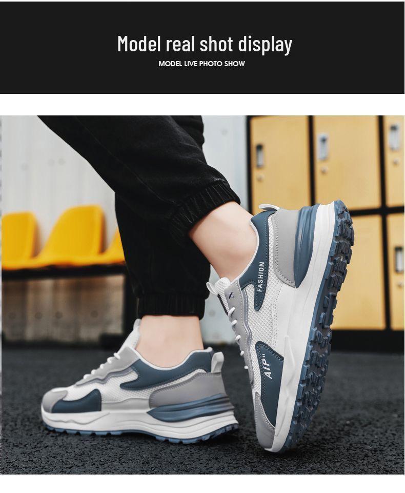 Men's Summer Breathable Mesh Sneakers: Trendy, Thick-Soled, Versatile Running Shoes
