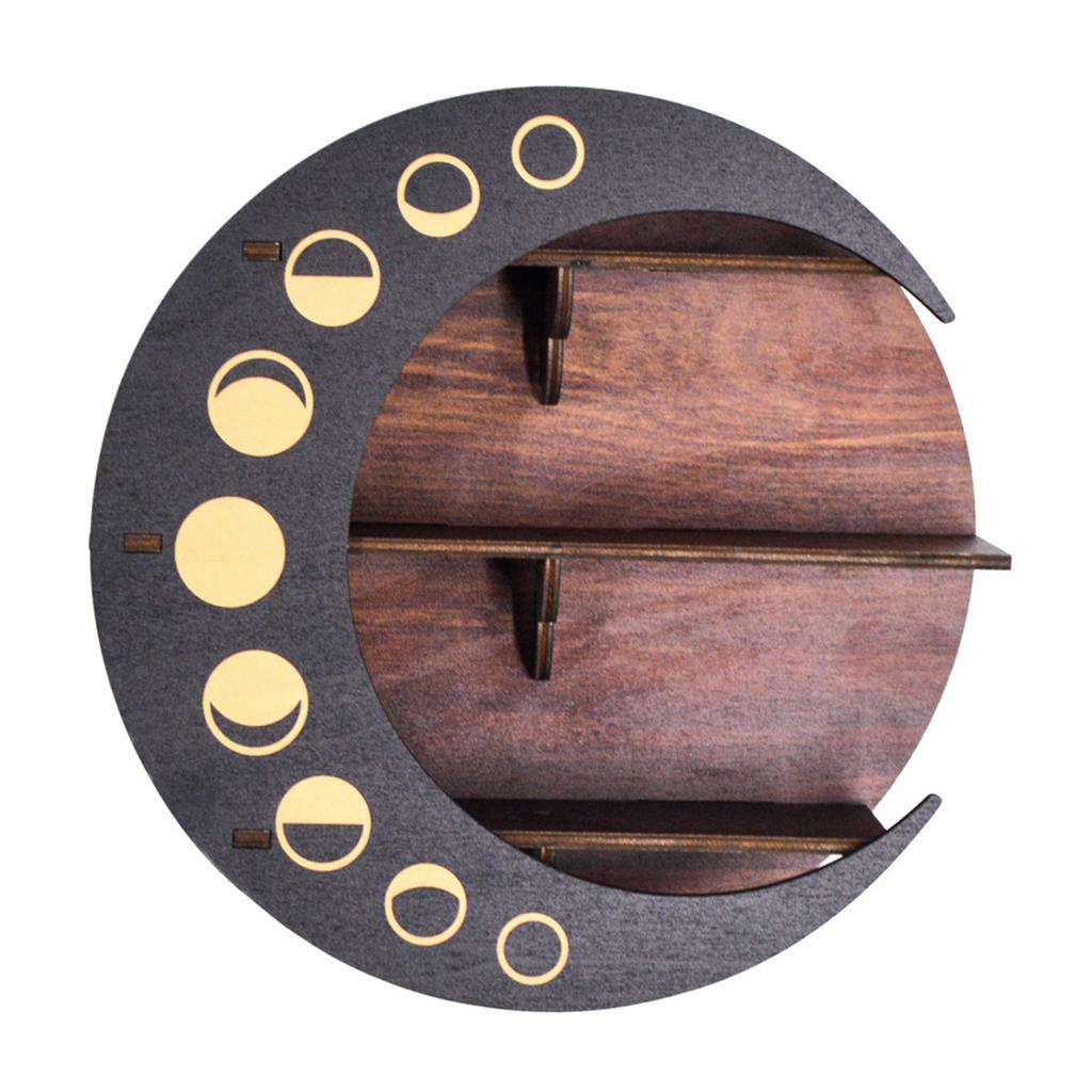 Moon Shelf for Stone and Crystal Essential Oil Display Wood Accent Shelf Storage Rack Organizer Bohemian Wall Decoration