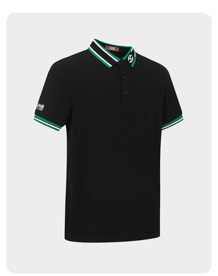 Men's 100% Cotton Short-Sleeved Polo Shirt with Color Contrast and Letter Print