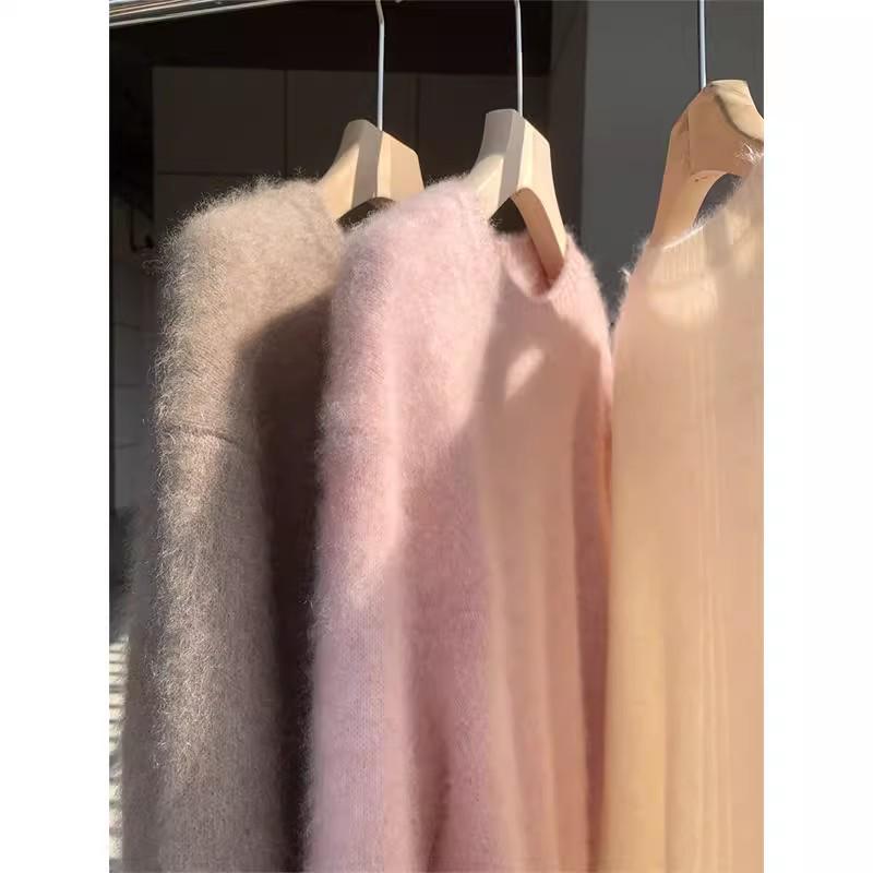 Women's Thick Mink-Like Plush Sweater - Cozy Autumn/Winter Knitted Pullover