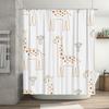 Cotton Cartoon Animal Print Shower Curtain for Kids Bath Room Decor Waterproof Home Cleaning Supplies White Color Decoration 3D