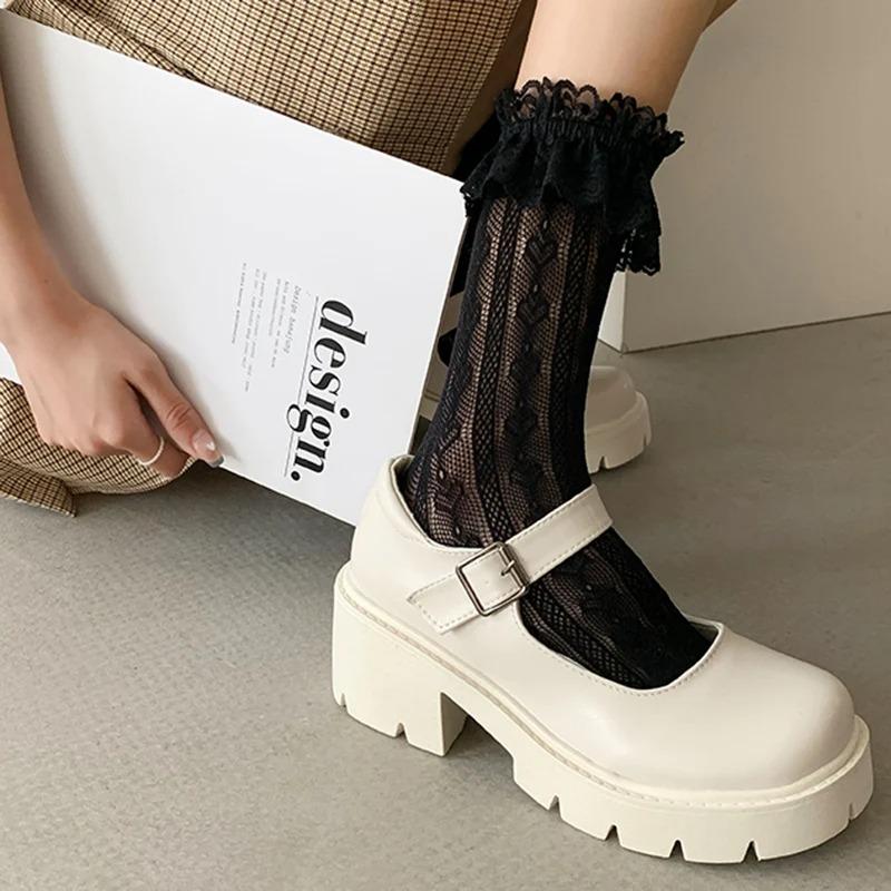 Модные британские туфли Мэри Джейн на толстом каблуке — фото 7