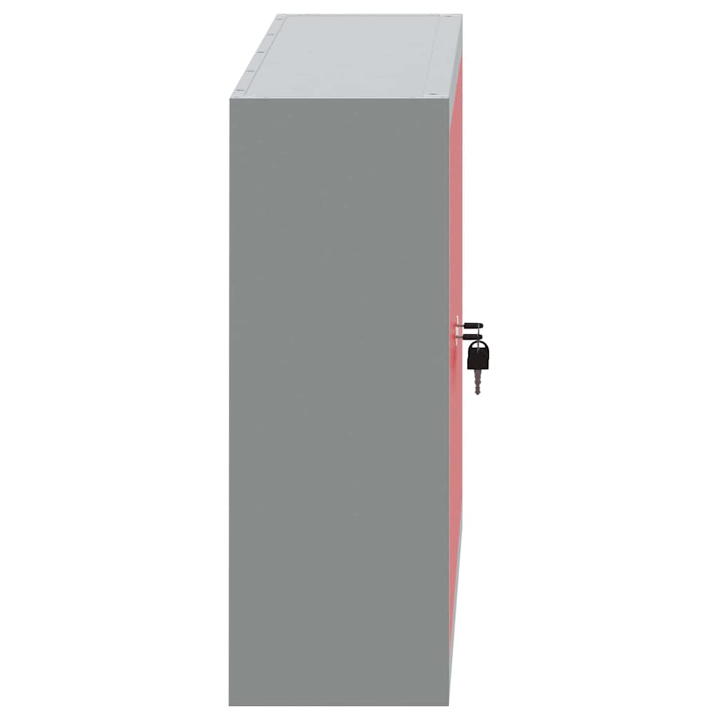 Tool Cabinet with Shelf Red and Grey 100 x 20 x 55 cm