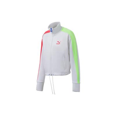 Ikonische T7 Crop-Jacke mit gesticktem Logo Colorblock Sportstrickjacke Damenjacken Weiß 532943-02