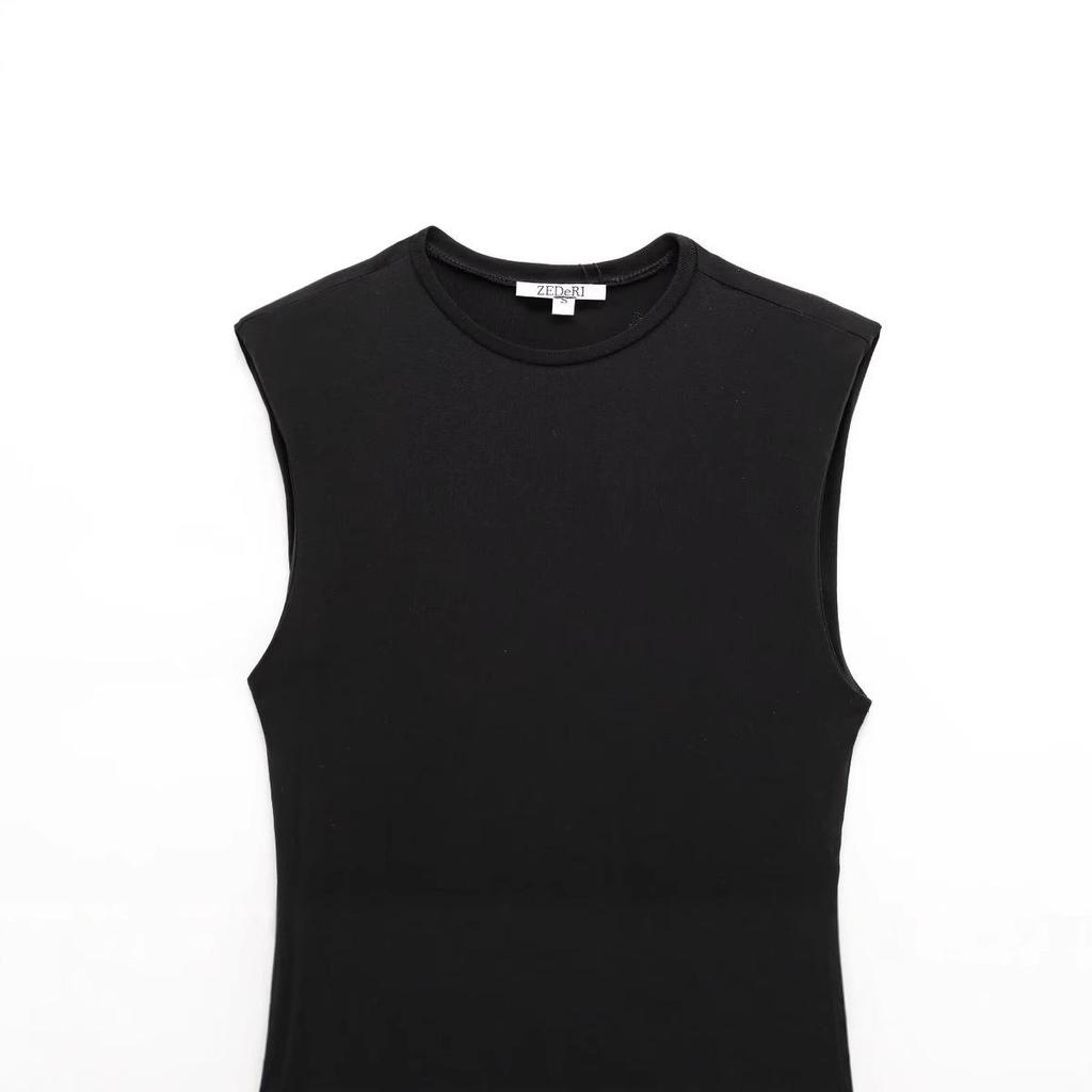 Spring 2025 Women's European & American Style Padded Shoulder Patchwork Dress