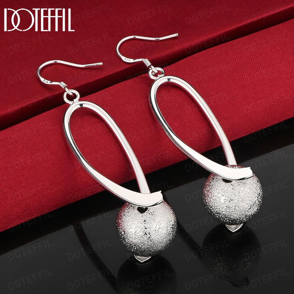 925 Sterling Silver Frosted Bead Pendant Earrings Fashion Wedding Jewelry