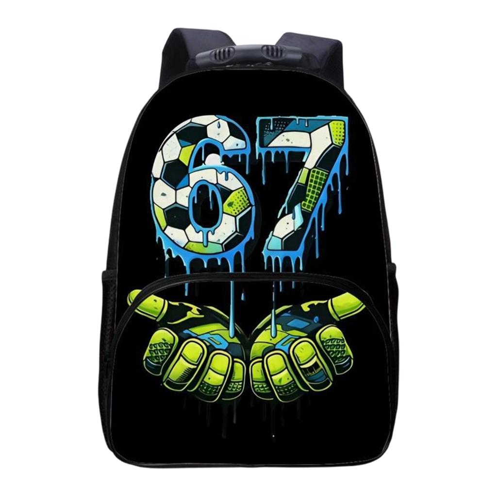 Large Capacity Soccer Print Backpack Durable School Bag with Multiple Compartments Adjustable Shoulder Straps and Front Pocket for Daily Use